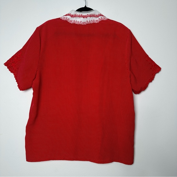 Vintage Retro Lolita Polka Dot Blouse Feminine Coquette Girl Embroidered Collar - Picture 9 of 11
